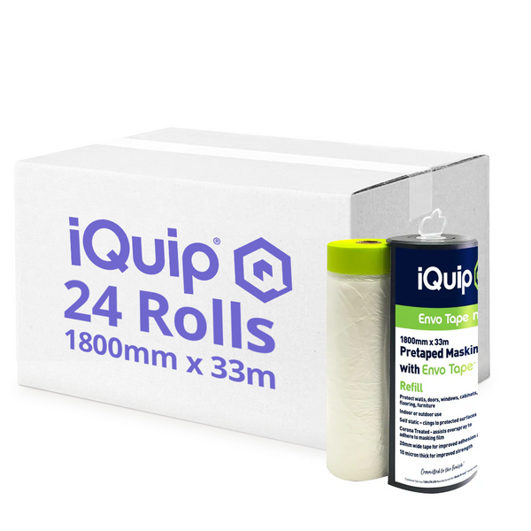 iQuip Envo Pretaped Masking Film & Dispenser - Box of 24 - Bulk Special