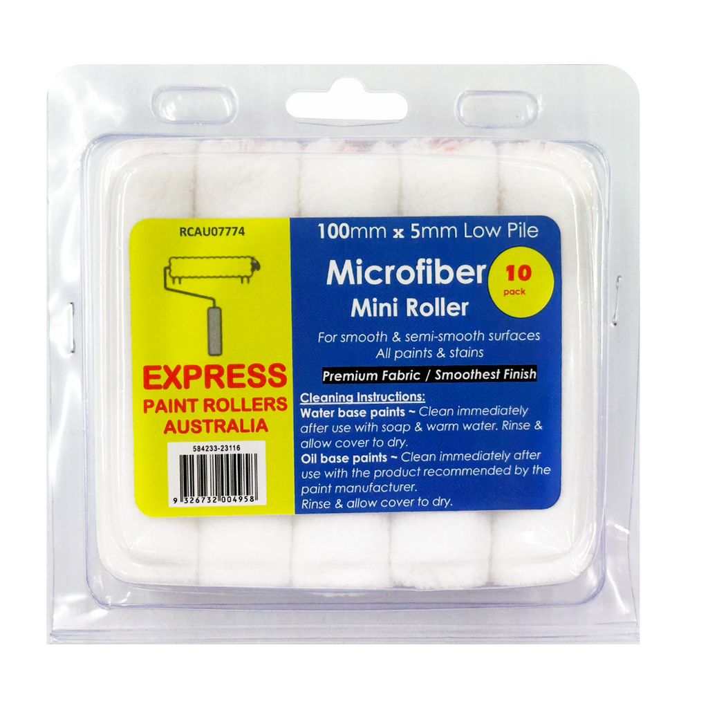 Express Rollers 100mm Mini-Microfibre Rollers 5mm - 10 Pack