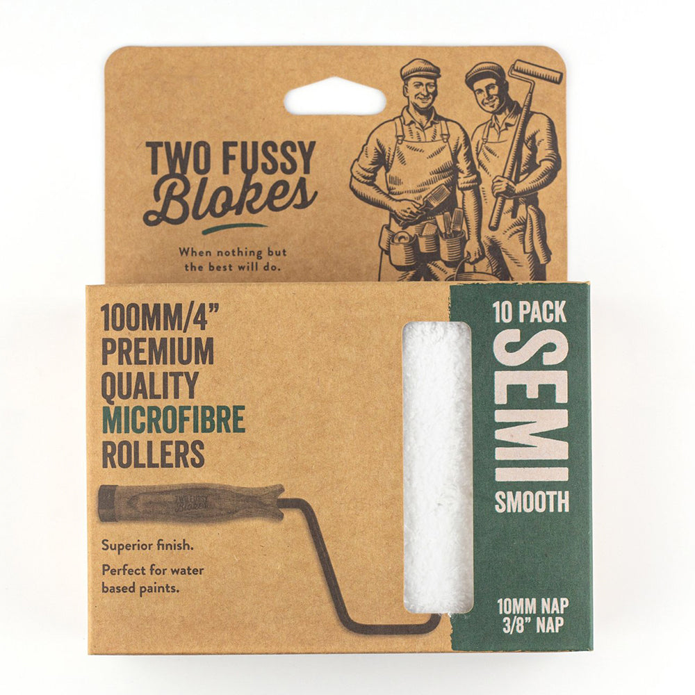 TWO FUSSY BLOKES 100mm Microfibre Paint Roller 10mm Nap