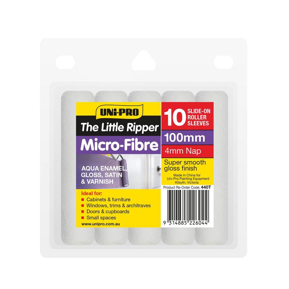 Uni-Pro Mini Microfibre Paint Roller Covers 100mm 4mm nap (10-pack)