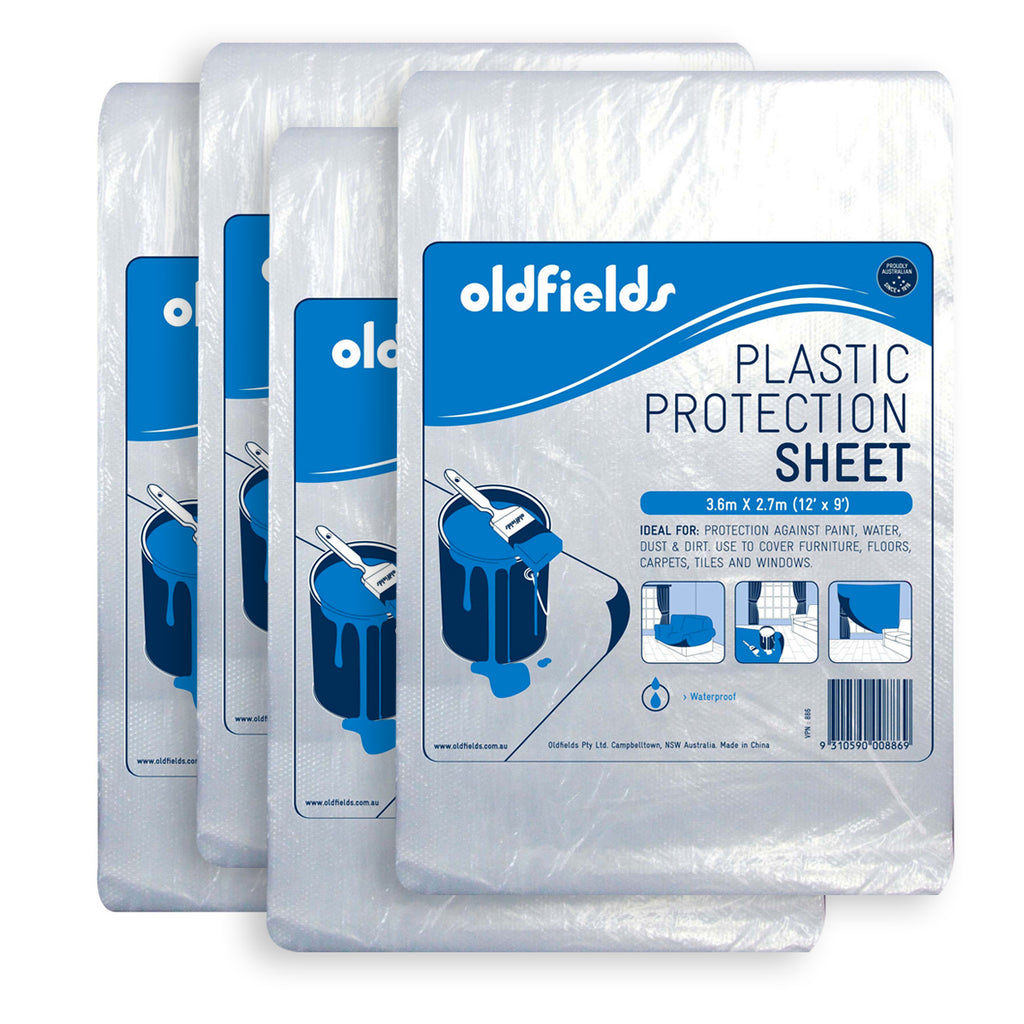 Oldfields Plastic Protection Sheet 3.6m x 2.7m - Pack of 4
