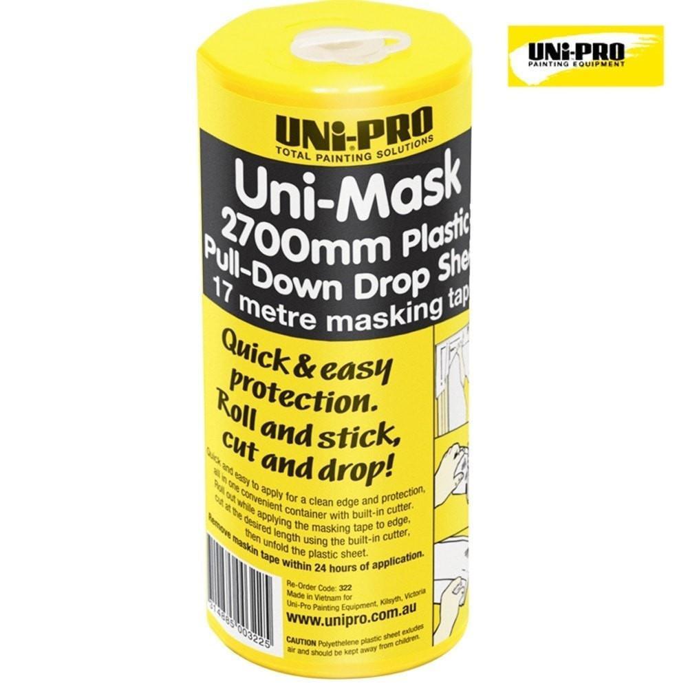 Uni-Pro Uni-Mask Film Masking Rolls. Pull Down Drop Sheet 2700mm x 17m Dispenser