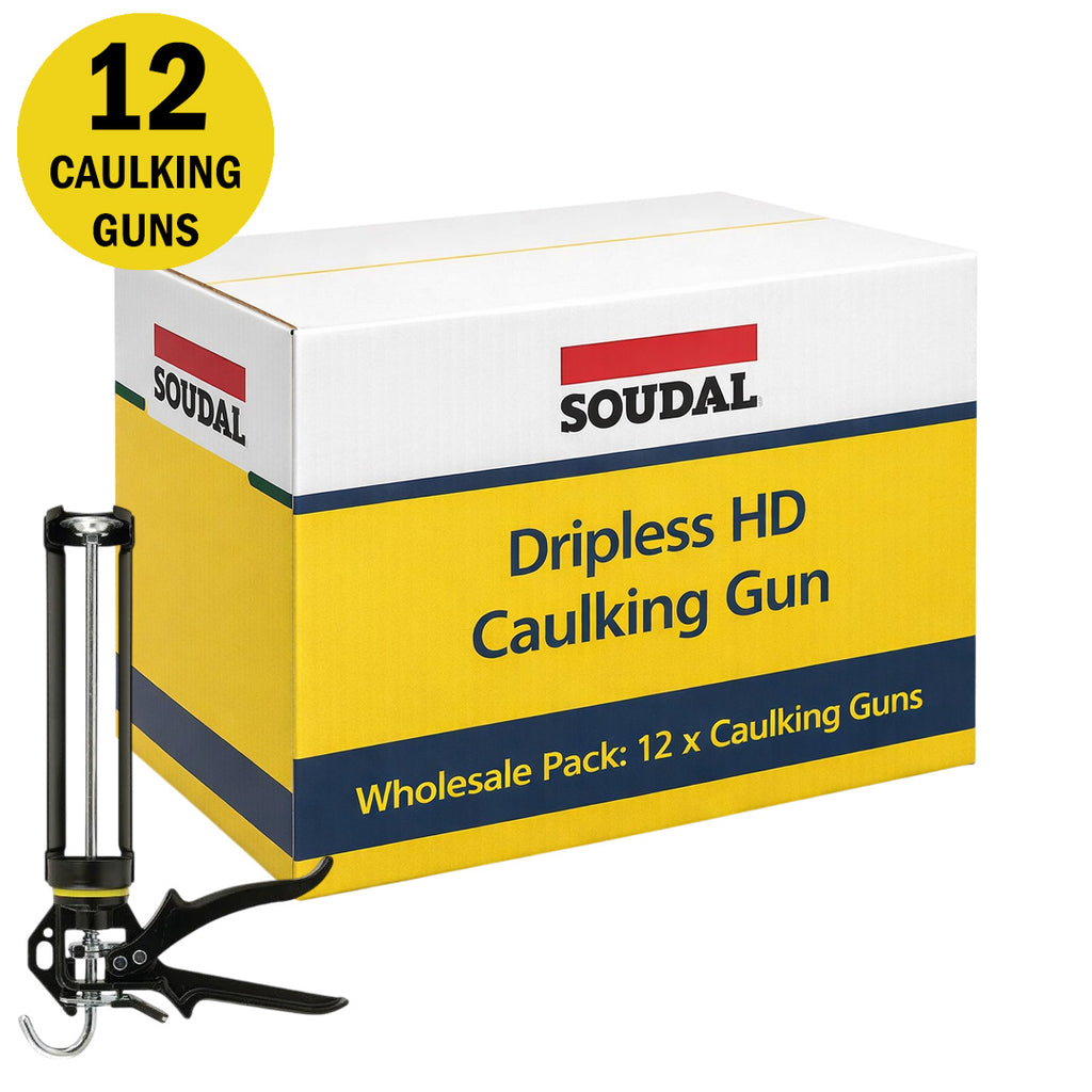 Wholesale pack of 12 Soudal Dripless HD heavy-duty steel cartridge guns for trade