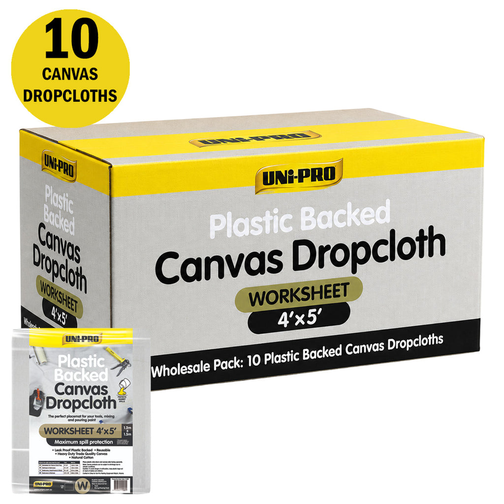 Uni-Pro Heavy Duty Plastic Backed Canvas Dropcloth Range - Box of 10