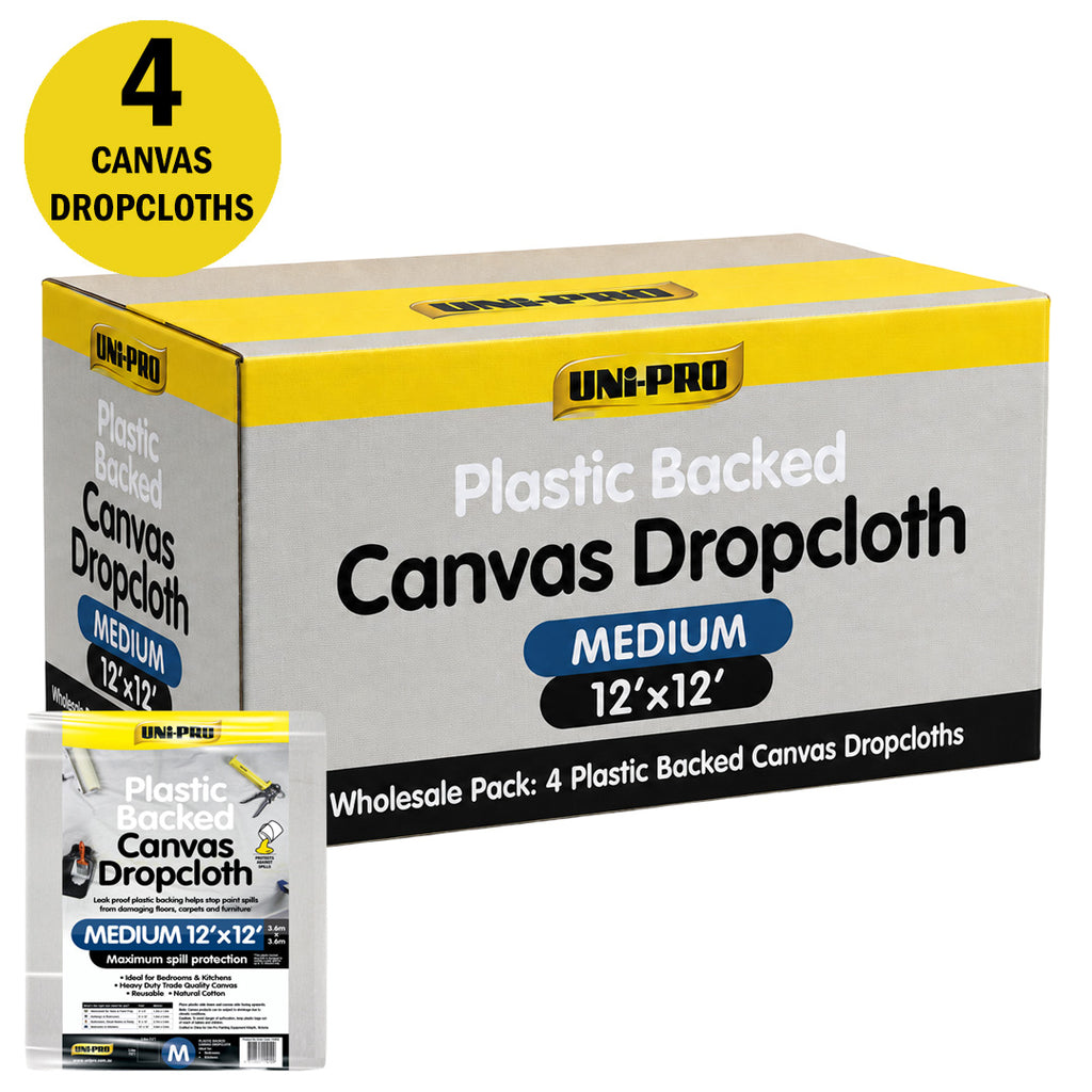 Uni-Pro Heavy Duty Plastic Backed Canvas Dropcloth Range - Box of 10