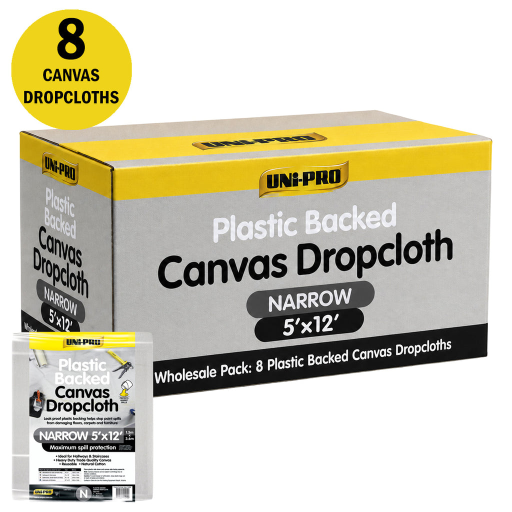 Uni-Pro Heavy Duty Plastic Backed Canvas Dropcloth Range - Box of 10