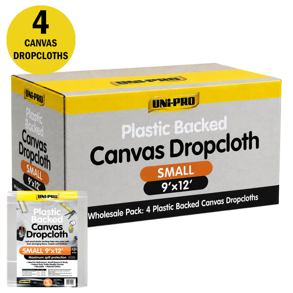 Uni-Pro Heavy Duty Plastic Backed Canvas Dropcloth Range - Box of 10