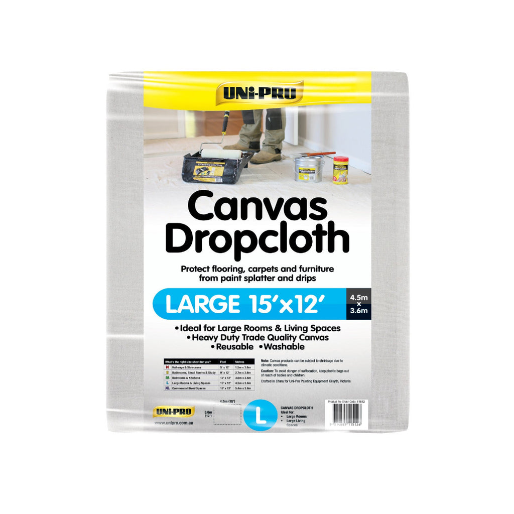 Uni-Pro Heavy Duty Canvas Dropcloth Range - Sold by Box