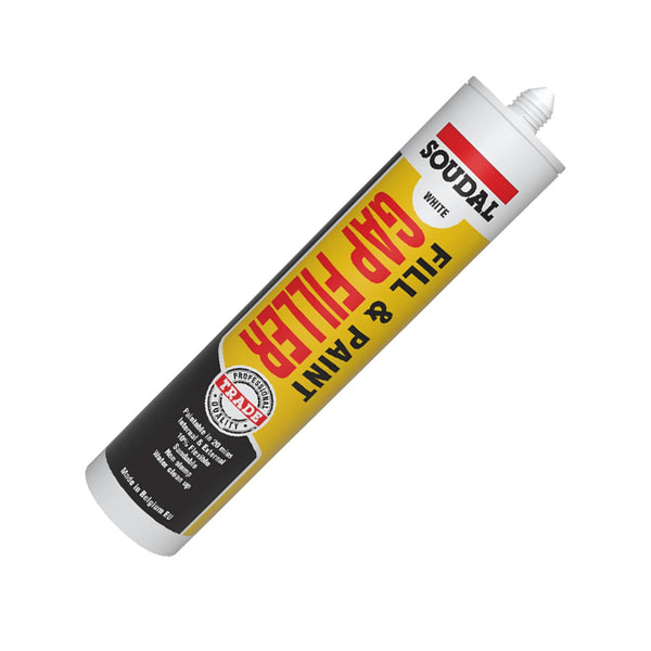Soudal Fill & Paint Gap Filler 300ml white acrylic sealant for interior and exterior trade use