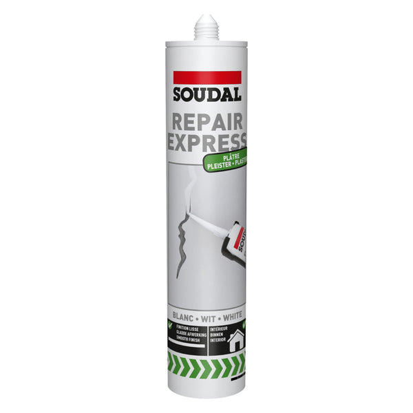 Soudal Repair Express Plaster 290ml white filler cartridge for precision Gyprock crack repair