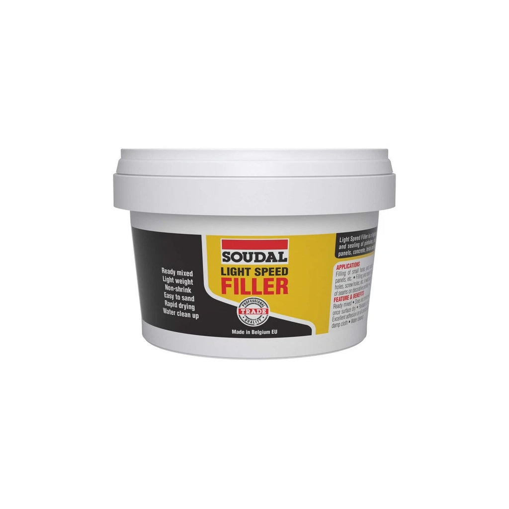 Soudal Light Speed Filler 250ml small tub for filling pinholes and drill holes in interior walls