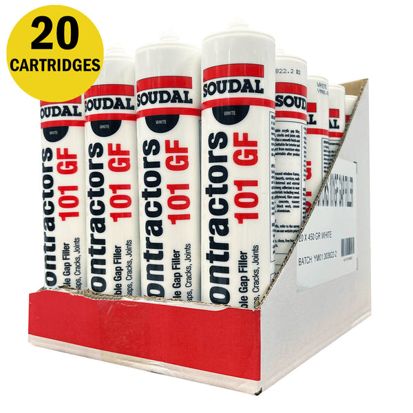 Wholesale pack of 20 Soudal Contractors 101 GF 450g cartridges for large scale construction