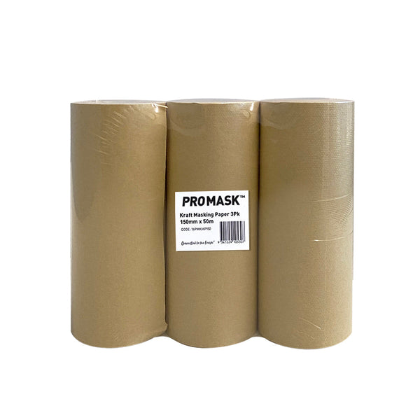 Promask Kraft Masking Paper 300mm x 50m Pack  and 150mm x 50m Range