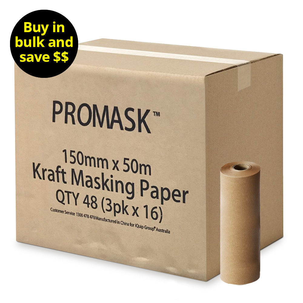 Promask Kraft Masking Paper 300mm x 50m Pack  and 150mm x 50m Range
