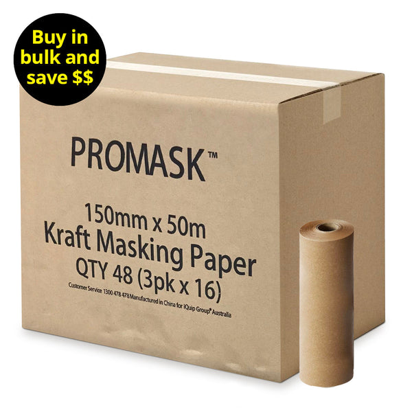 Promask Kraft Masking Paper 300mm x 50m Pack  and 150mm x 50m Range