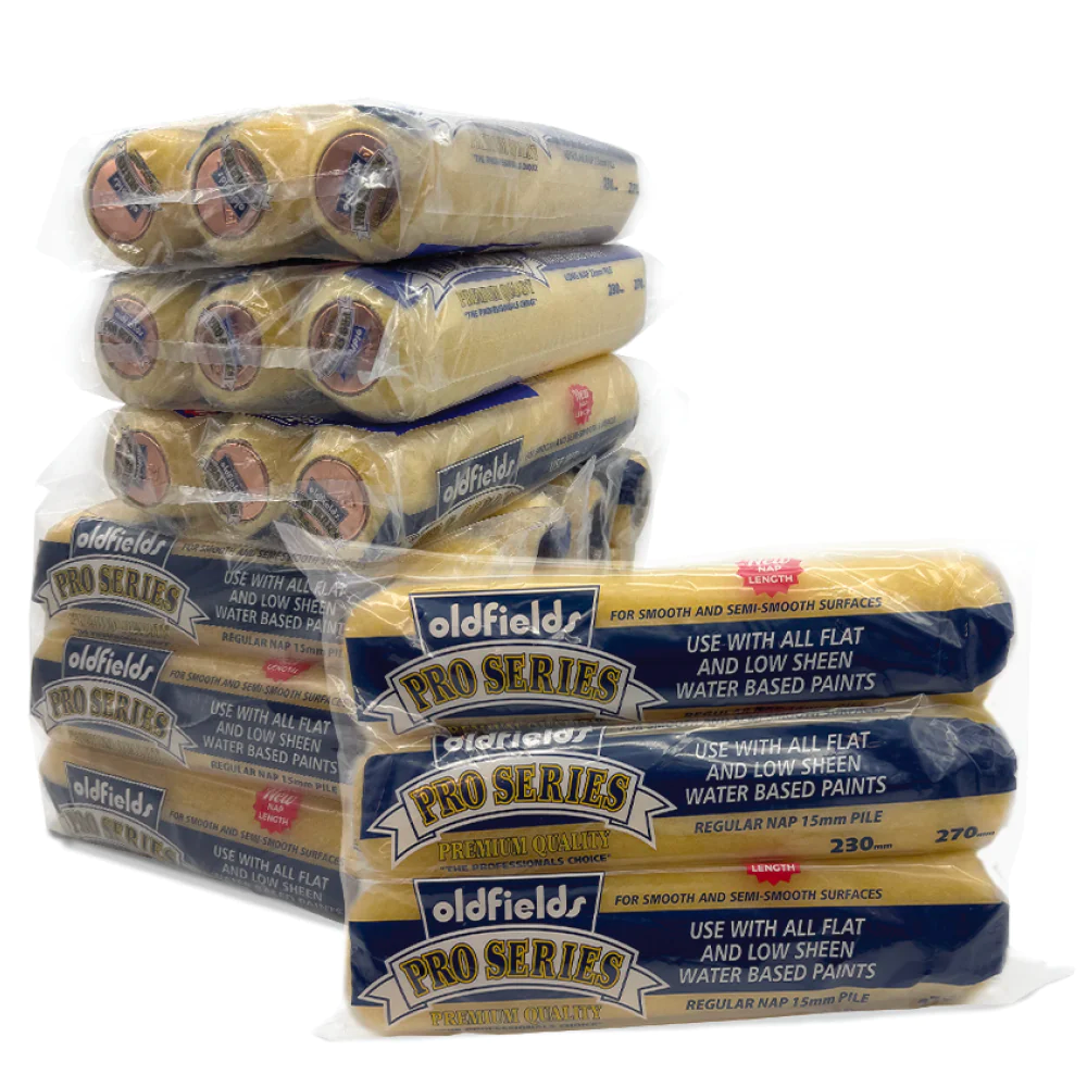 Oldfields Pro Series 270mm Roller Covers 15mm Nap - 8 Packs of 3 (24 Roller Covers) - Bulk Deal