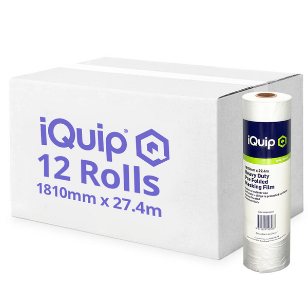 iQuip Prefolded Plastic Masking Film Roll Box of 12