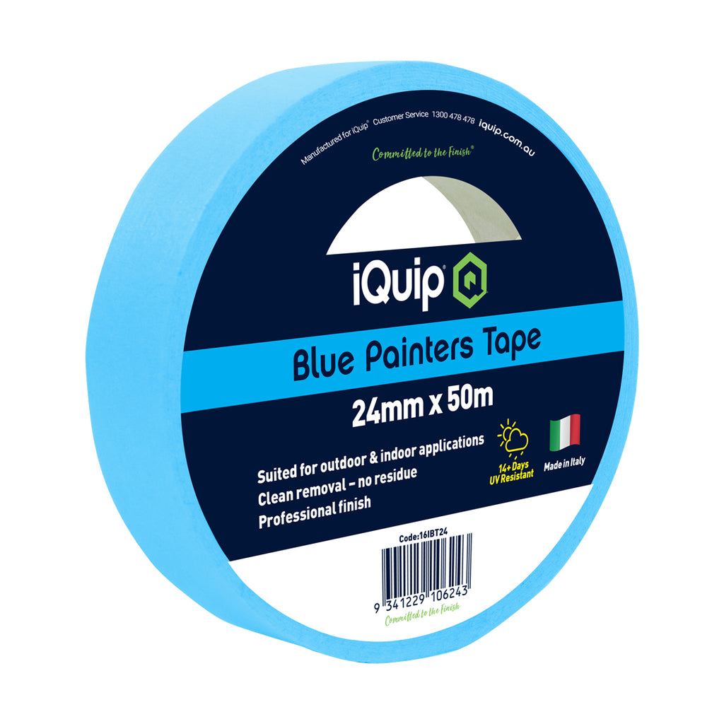 iQuip Blue Painters Tape 24mm made in Italy UV resistant for clean removal