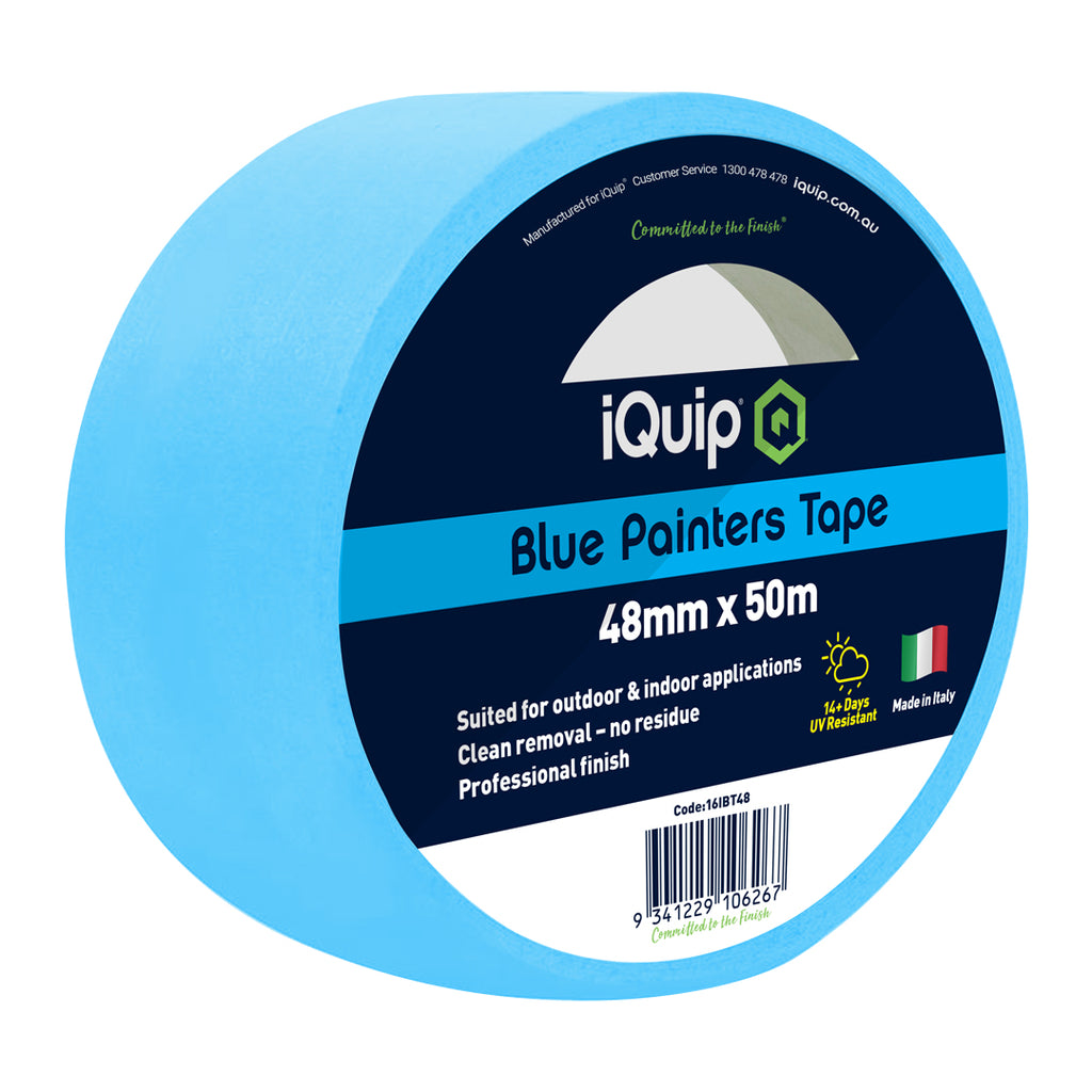 iQuip Blue Painters Tape 48mm wide for sharp paint lines and no residue