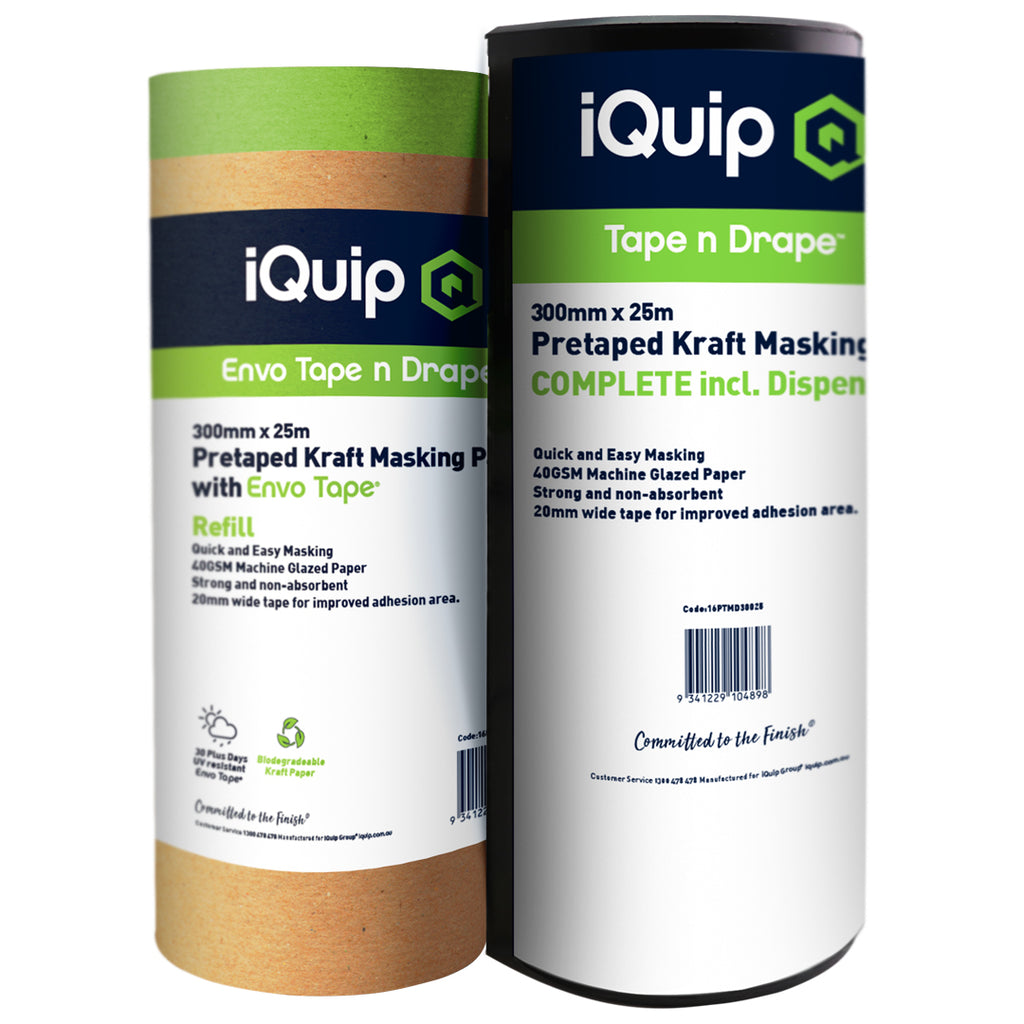 iQuip Envo 300mm pretaped kraft paper with dispenser 40gsm machine glazed