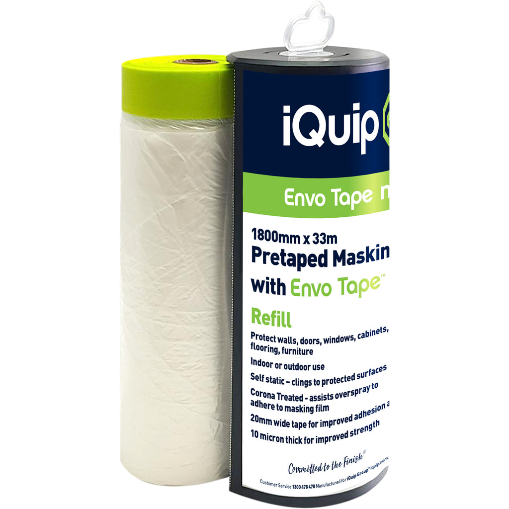 iQuip Envo pretaped masking film 1800mm x 33m refill with corona treated plastic