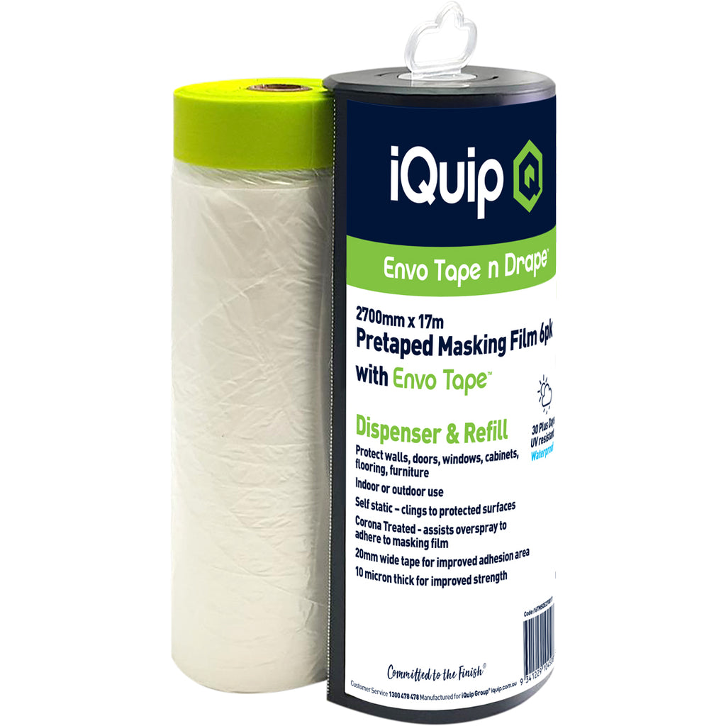 iQuip Envo Tape n Drape 2700mm x 17m large area masking film with built in dispenser