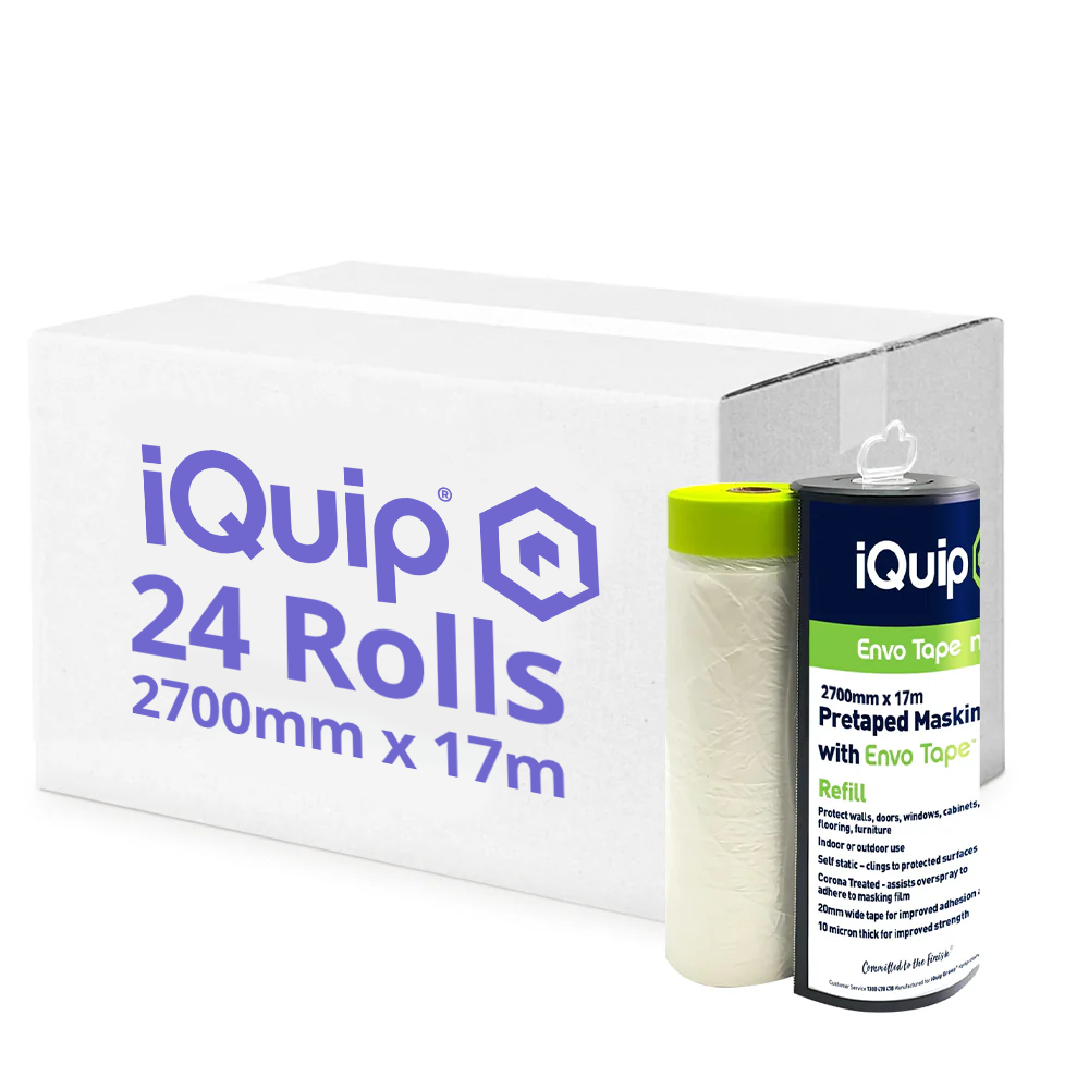 iQuip Envo Pretaped Masking Film & Dispenser - Box of 24 - Bulk Special