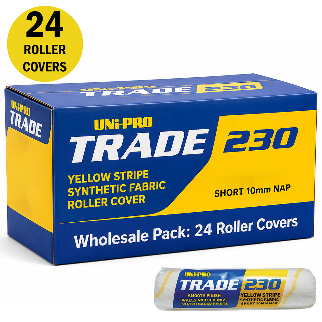 Uni-Pro Yellow Striped Fabric Roller Cover Range 10mm Nap - Box of 24