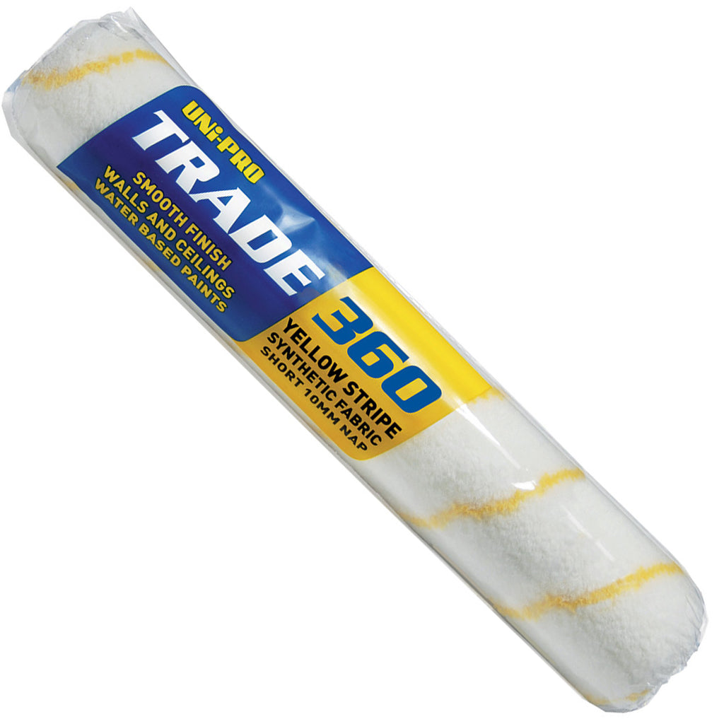 Uni-Pro Yellow Striped Fabric Roller Cover Range 10mm Nap - Box of 24