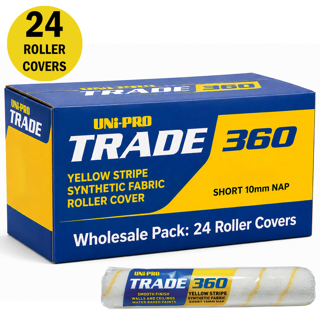 Uni-Pro Yellow Striped Fabric Roller Cover Range 10mm Nap - Box of 24