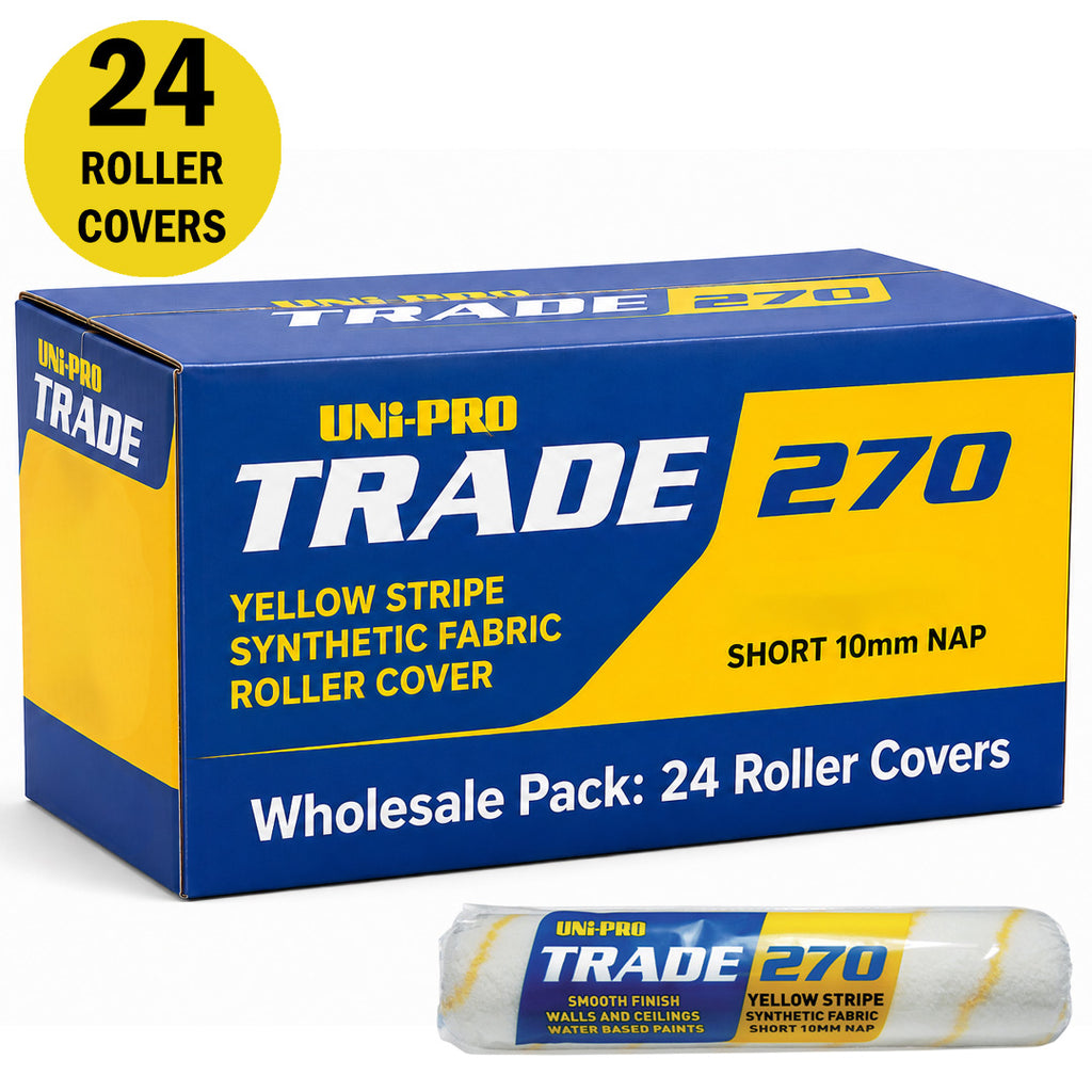 Uni-Pro Yellow Striped Fabric Roller Cover Range 10mm Nap - Box of 24