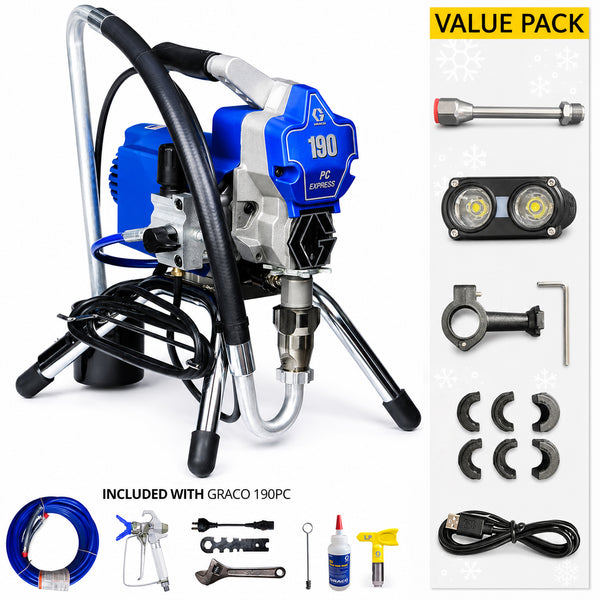Graco Ultra 190 PC Express Electric Airless Sprayer - Stand Unit (17C384) with Value Pack