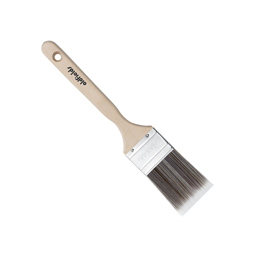 Oldfields Classic 50mm sash cutter brush unwrapped showing synthetic bristles and handle