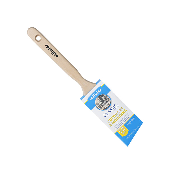 Oldfields Classic 50mm angle sash brush in packaging for cutting in and moulding