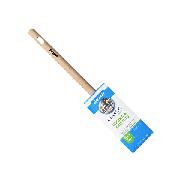 Oldfields Classic 50mm oval cutter brush in packaging for edging and skirting
