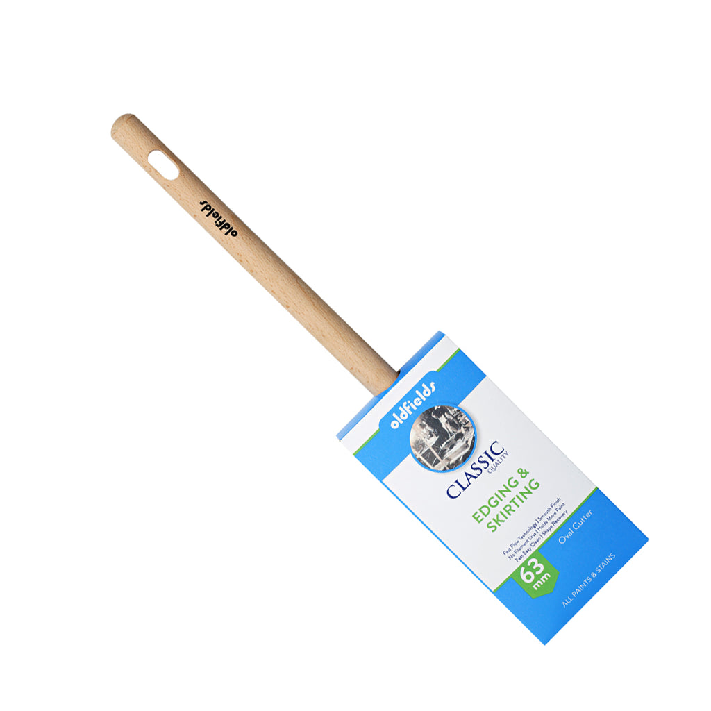 Oldfields Classic 63mm oval cutter brush in packaging for edging and skirting