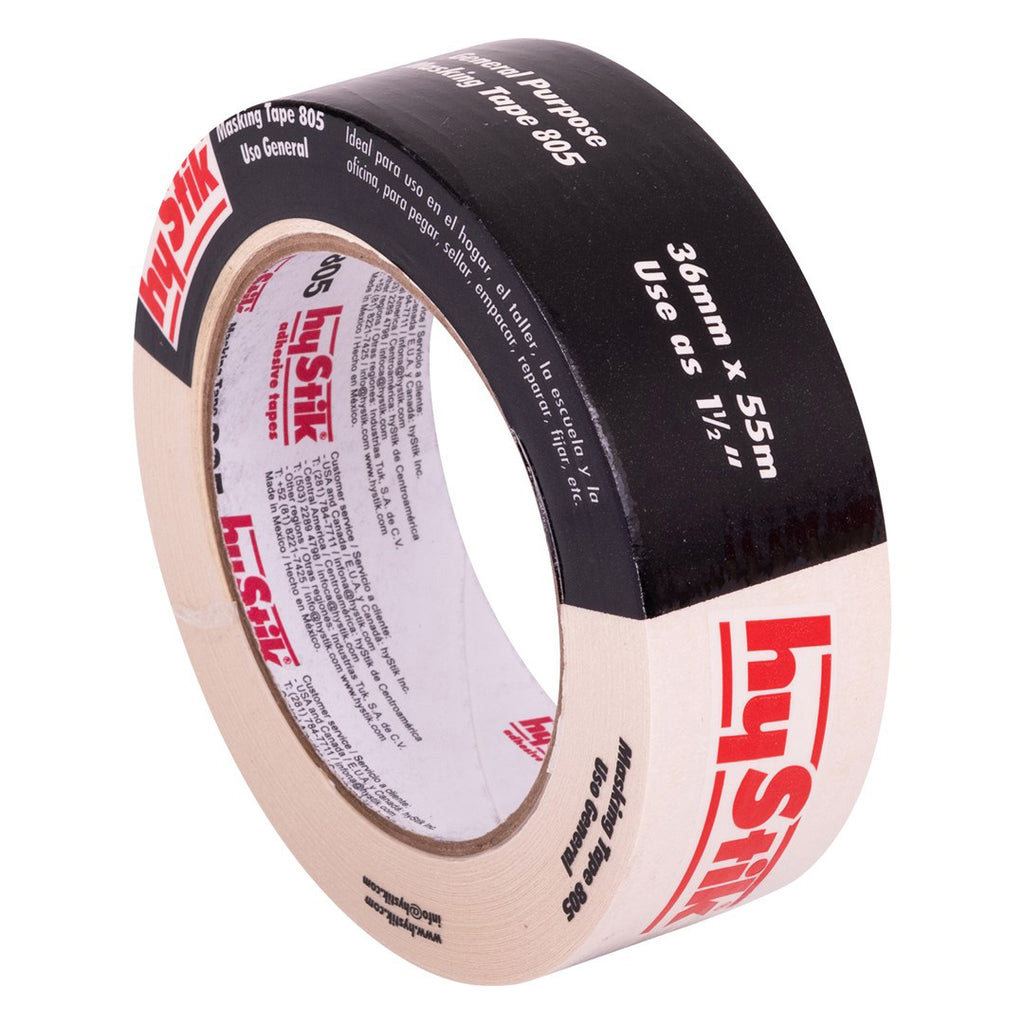 Hystik 805 general purpose 36mm x 55m masking tape with flexible crepe paper backing