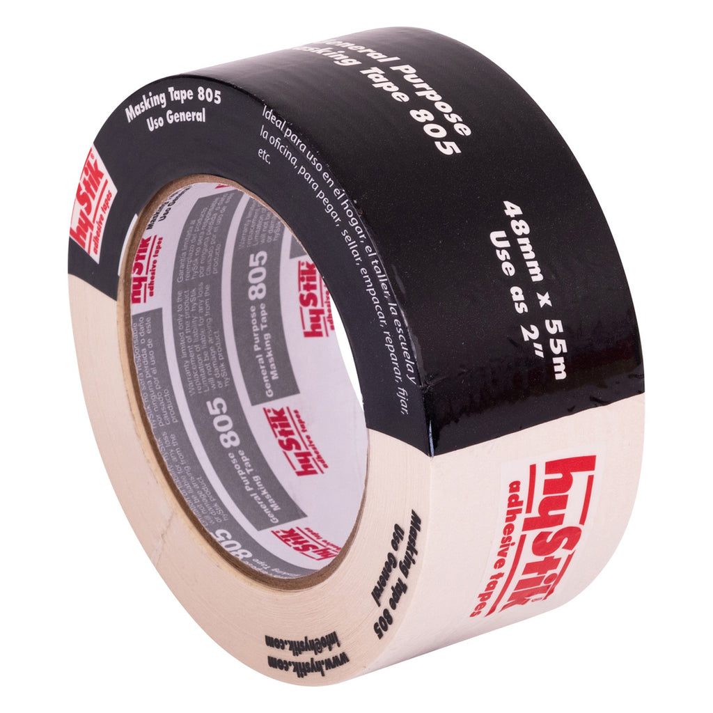Wide 48mm x 55m Hystik 805 masking tape for protecting large surfaces and trim areas