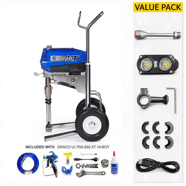 Graco Ultra 650 XT Electric Airless Sprayer Hi-Boy (20B328) With A Value Pack