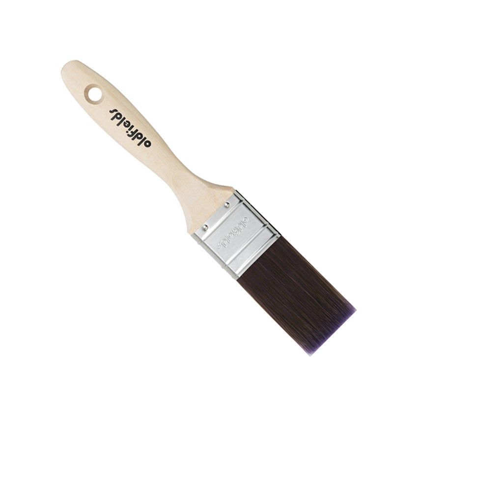 Oldfields Tradesman brush unwrapped showing stainless steel ferrule and synthetic bristles