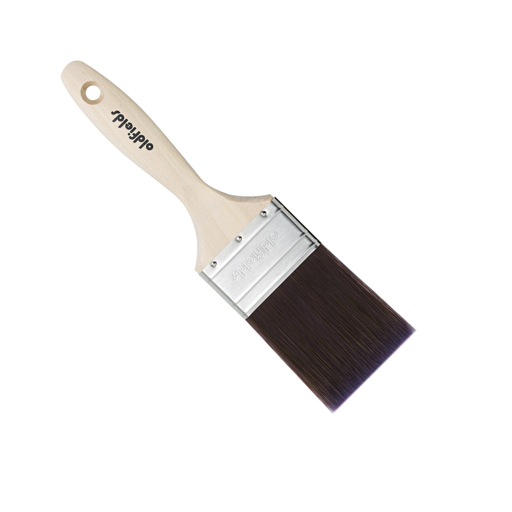 Oldfields Tradesman 63mm brush unwrapped showing synthetic bristles and steel ferrule