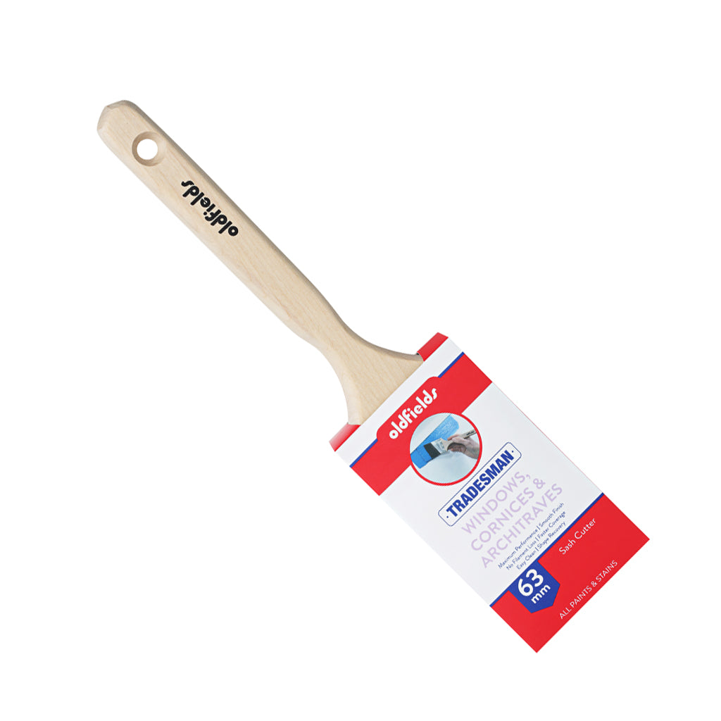 Oldfields Tradesman 63mm sash cutter paintbrush, tapered filaments for sharp paint lines