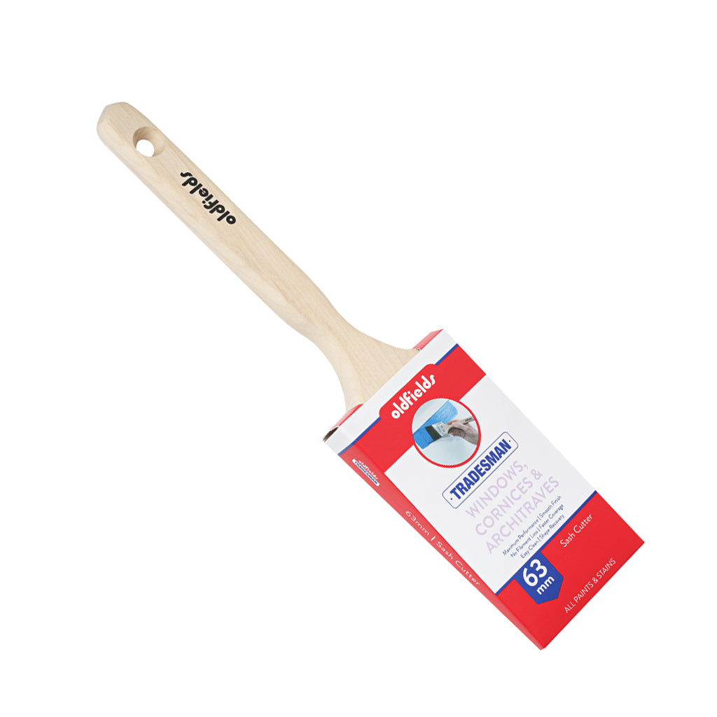 Oldfields Tradesman 63mm sash cutter paintbrush, tapered filaments for sharp paint lines
