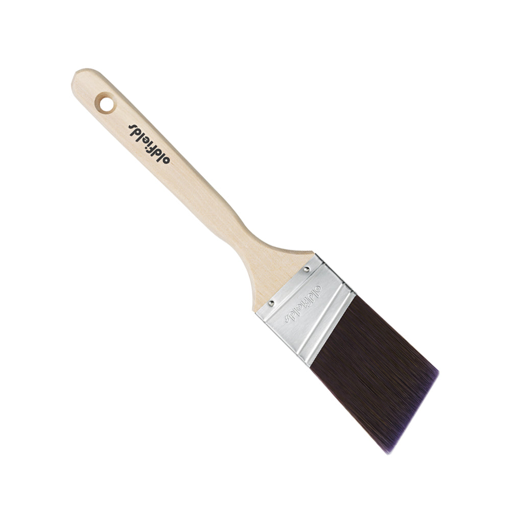 50mm Oldfields Tradesman angled paint brush featuring shed-resistant synthetic pile