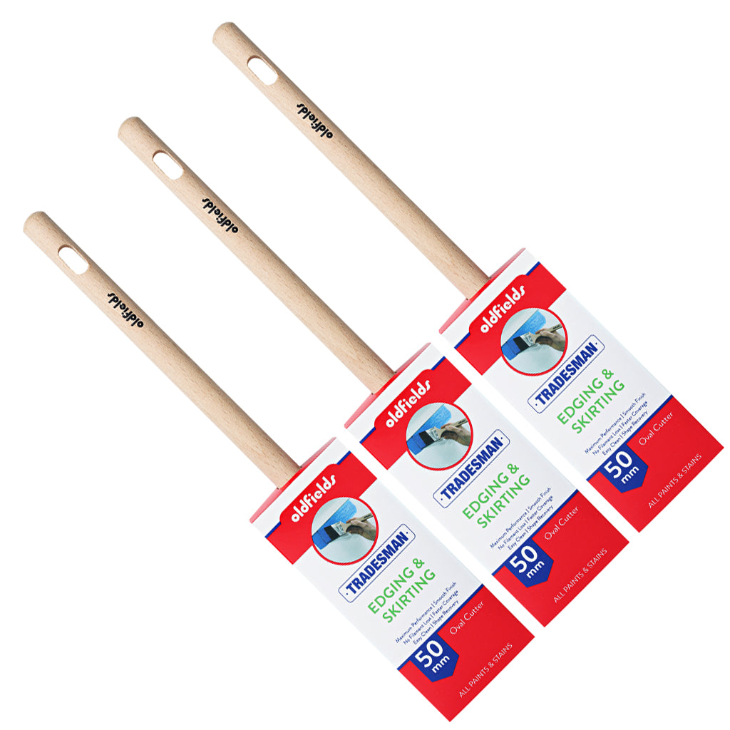 Triple pack of 50mm Oldfields oval cutter brushes with shed-resistant synthetic pile