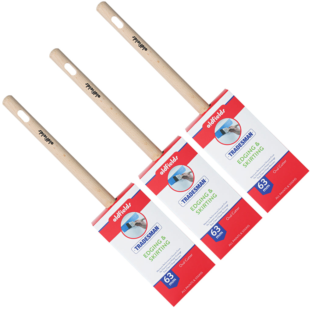 Set of three 63mm Oldfields Tradesman oval cutter brushes for large trim painting jobs