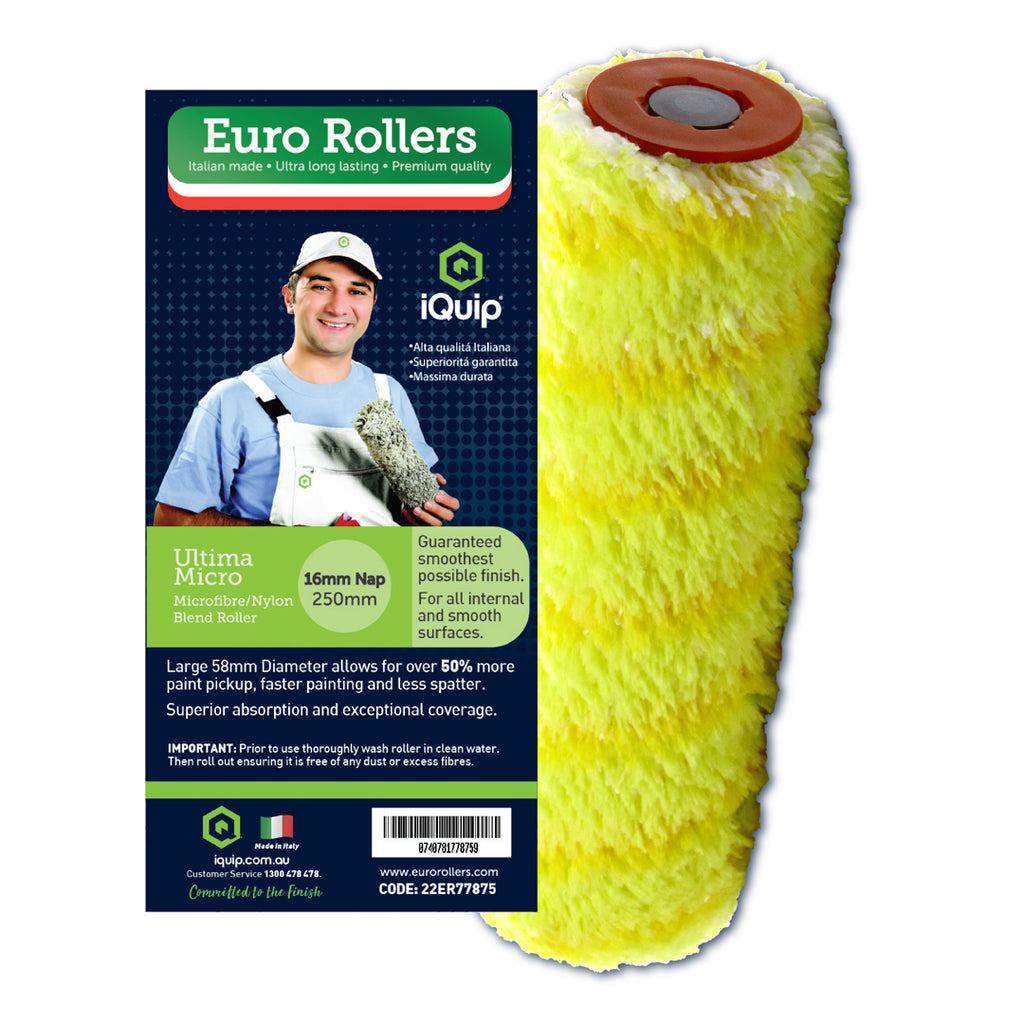 iQuip Euro Rollers Ultima Micro 250mm Italian blend roller sleeve 16mm nap