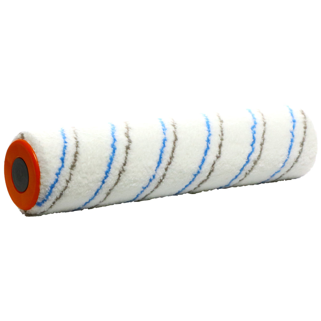 iQuip Mario Micro microfibre roller sleeve with blue and grey stripes for smooth finish
