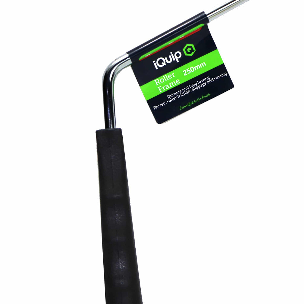 Side view of iQuip heavy duty 250mm roller frame with black comfort grip