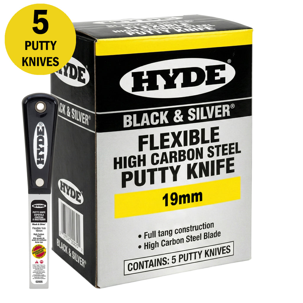 Hyde Flexible High Carbon Steel Black & Silver Putty Knife